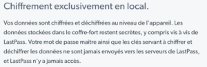Informations de chiffrement du gestionnaire de mots de passe Lastpass